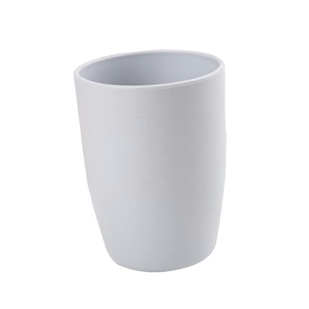 Unbreakable Plastic Bathroom Tumbler Cup for Water Coffee Tea Juice, Stackable Lightweight Gray