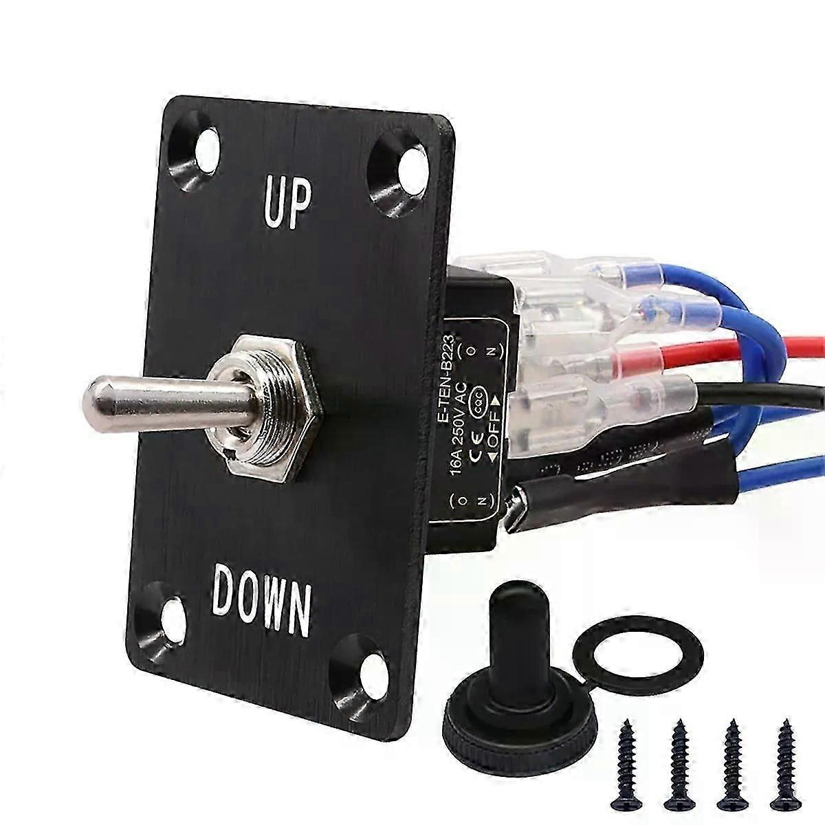Rocker Toggle Switches Momentary 6 Pin 3 Position (ON)-Off-(ON)UP/Down Polarity Reverse Switch with Panel Wires and Cap