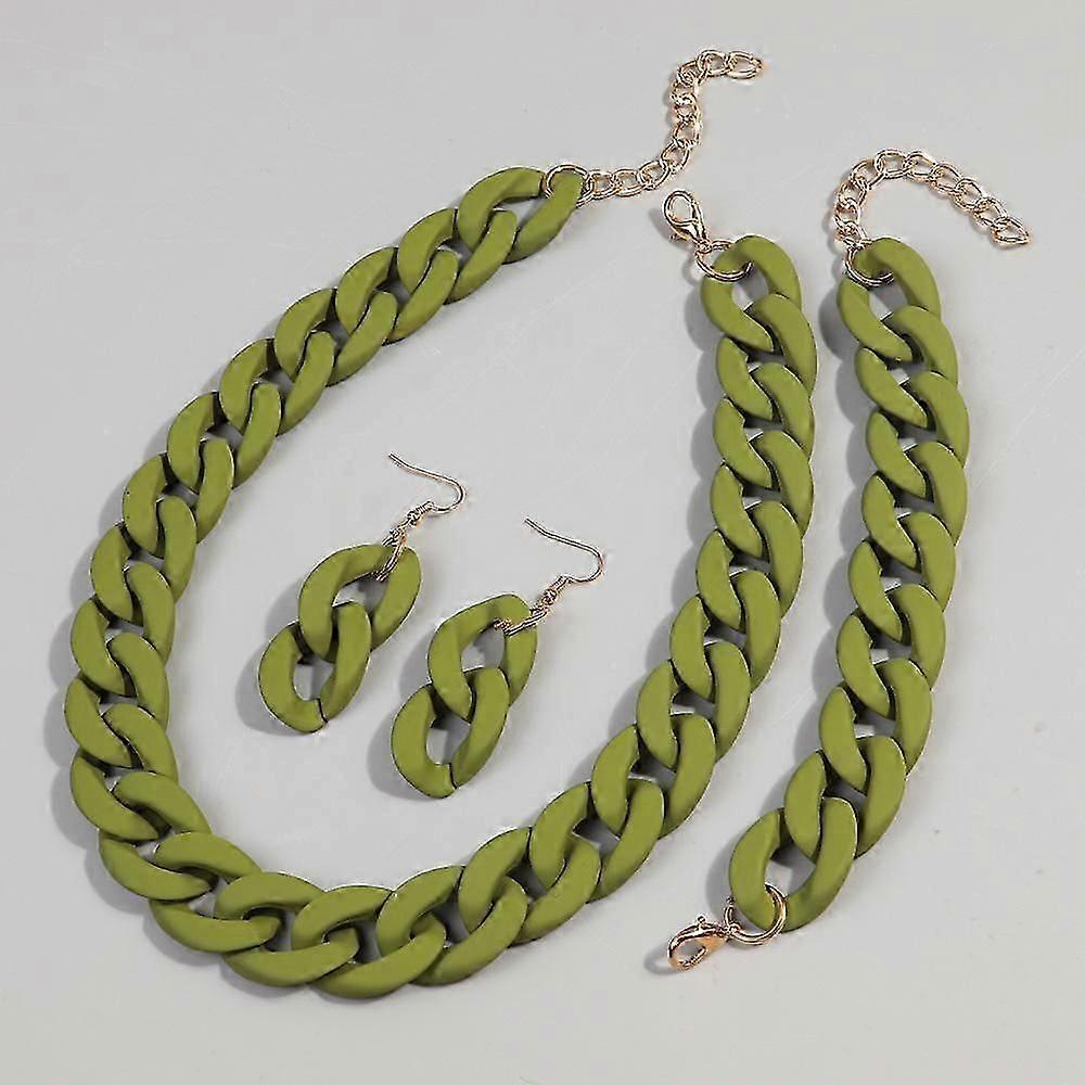 Set aus klobiger Acrylkette im Boho-Stil