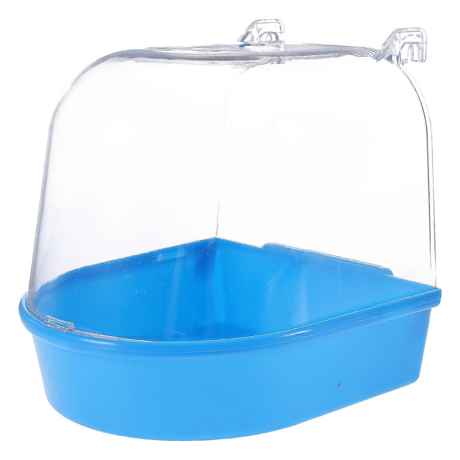 Bird Bathing Box Plastic Parrot Bath Box for Storage 4Pcs Blue
