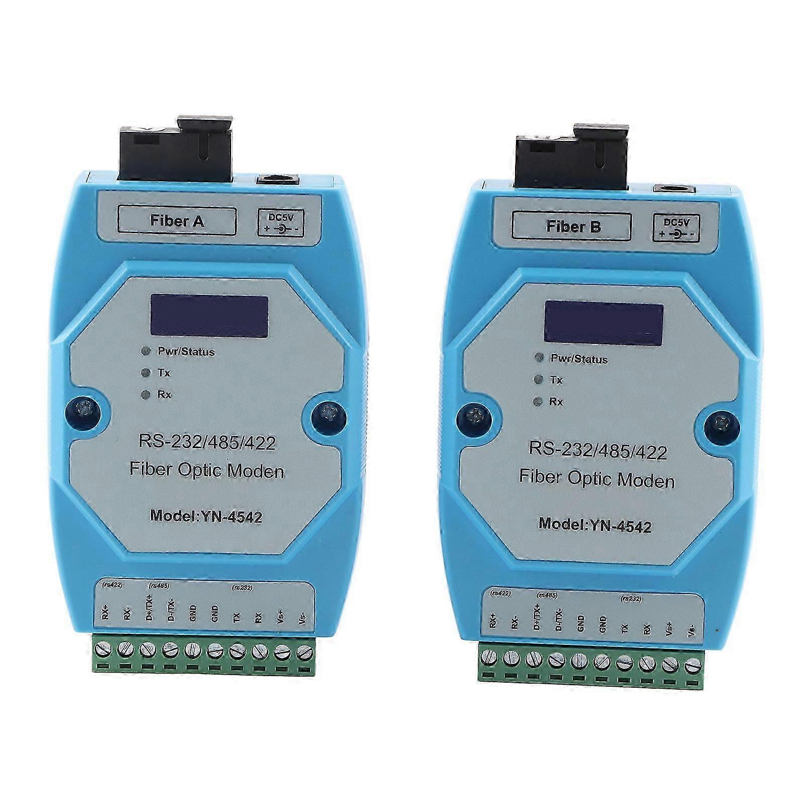 Fiber Optic Modem RS485 RS422 RS232 Converter 2Pcs