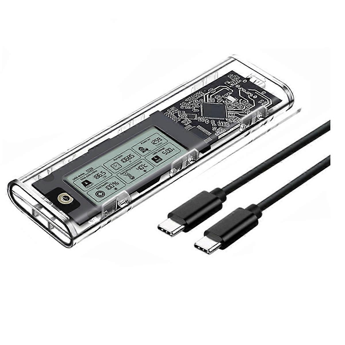 M.2 NVME/NGFF Dual Protocol SSD Enclosure Transparent Hard Drive Case