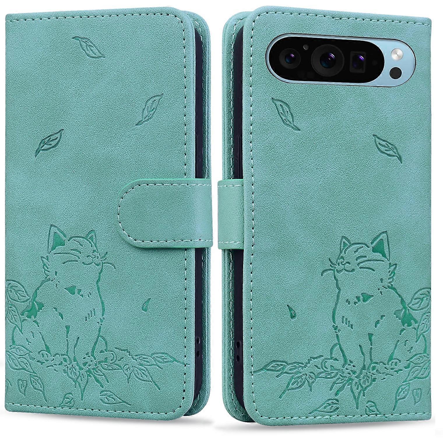 Cute Cat Embossed Leather Phone Case