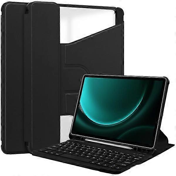 Compatible with Samsung Galaxy Tab S9 FE Plus Case, with Bluetooth Keyboard and Rotating Stand Black