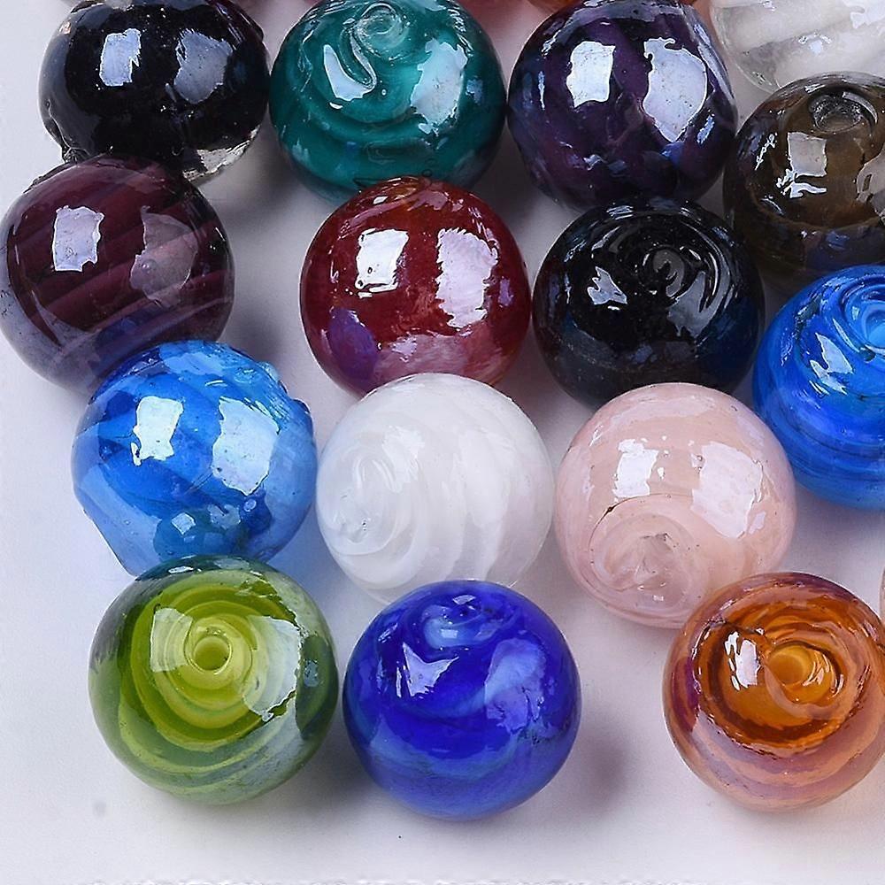 Handmade Lampwork Beads Pearlized Round Mixed color 14mm Hole: 1.5mm