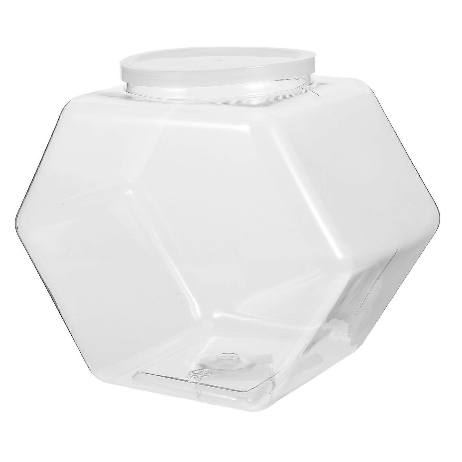 Transparent Plastic Candy Jar with Lid for Retail Use 4300Ml Hexagon Container