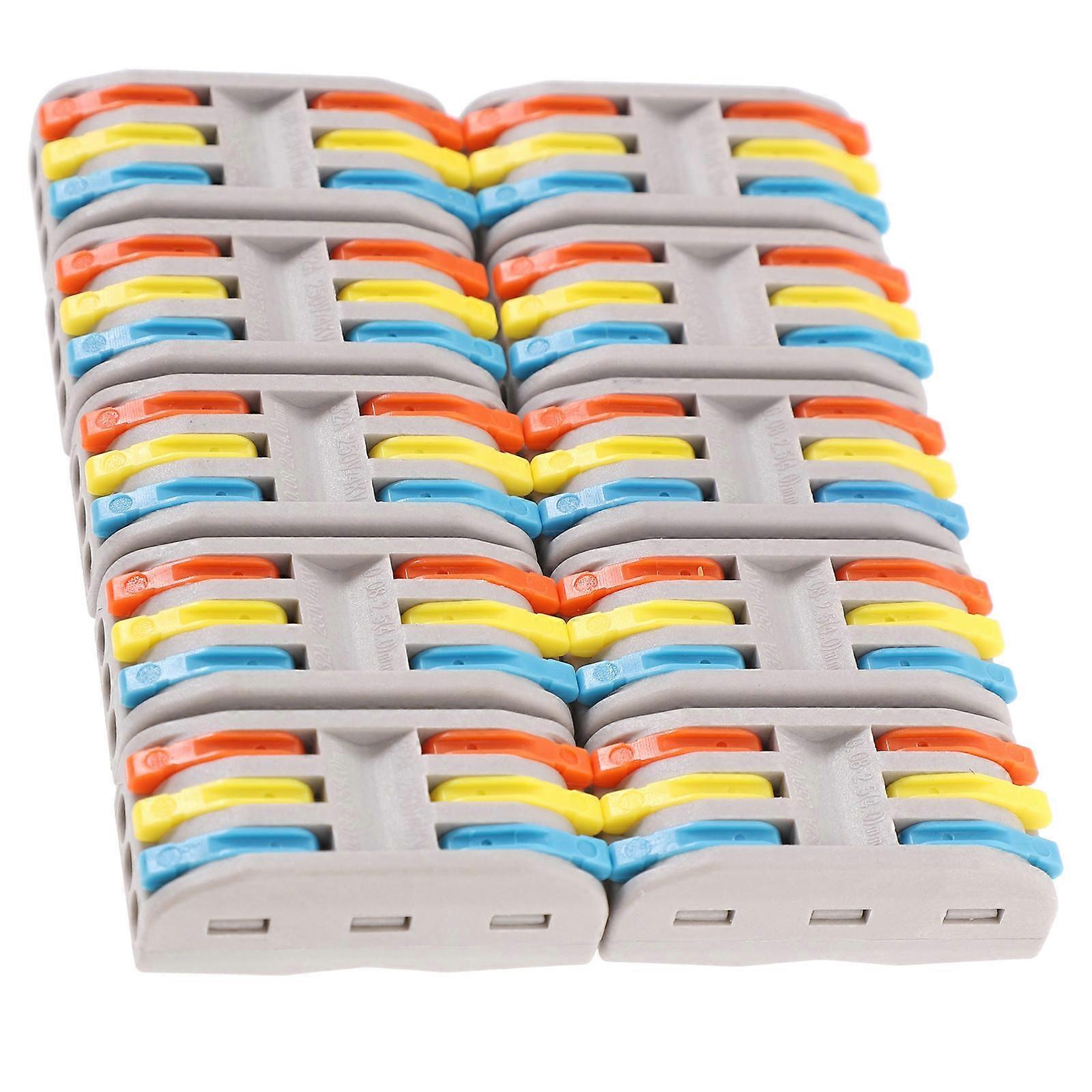 3-in 3-out Electrical Quick Connect Splice Wire Connector 10Pcs Rectangular For Construction Wiring With Insulation