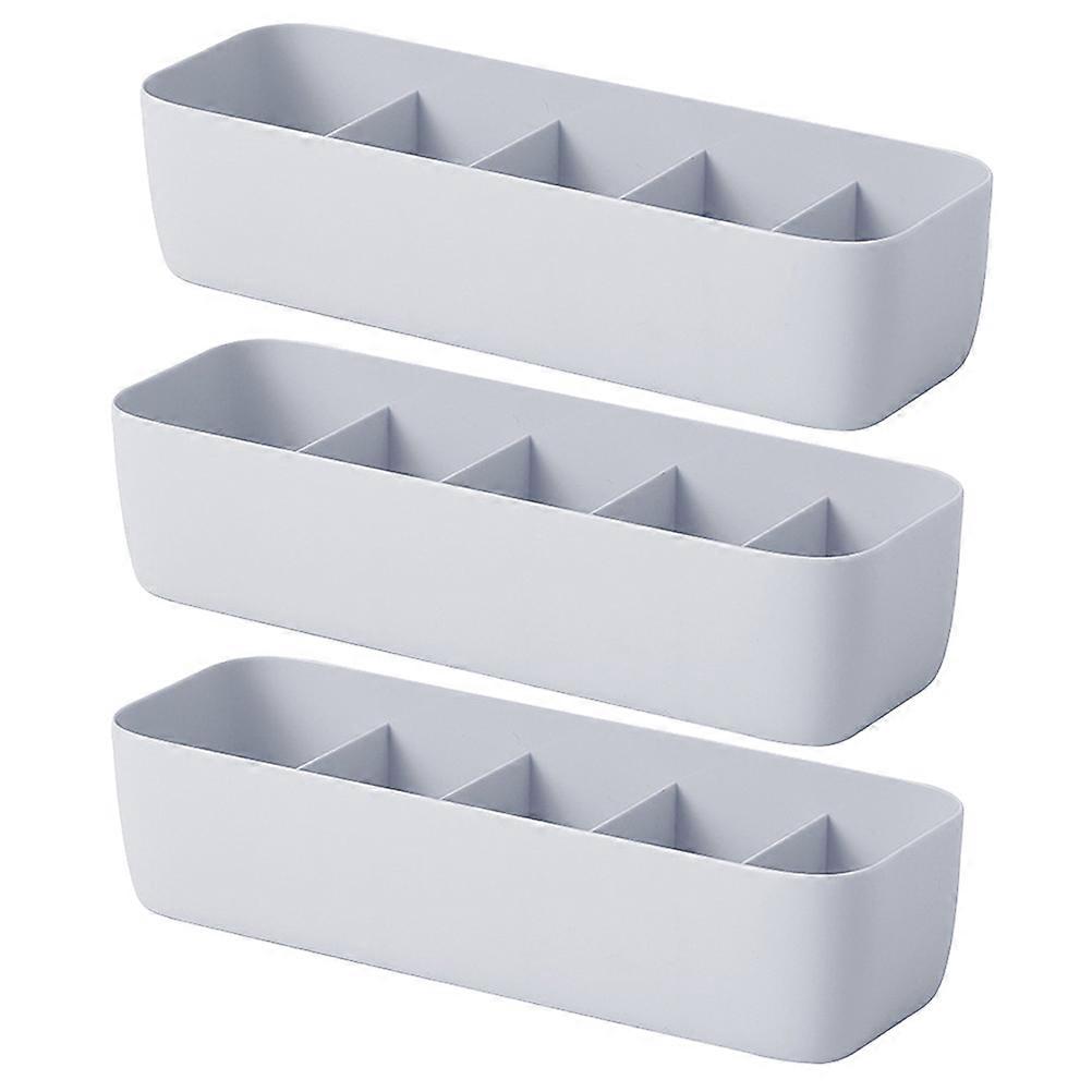 Sock Storage Box 5 Compartment Stackable Plastic Organizer 3Pcs Set