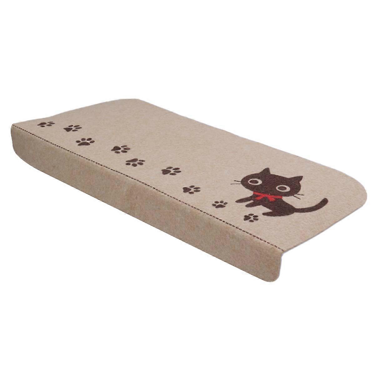 Beige Kitten Pattern Stair Carpet Tread for Indoor Use Non Slip