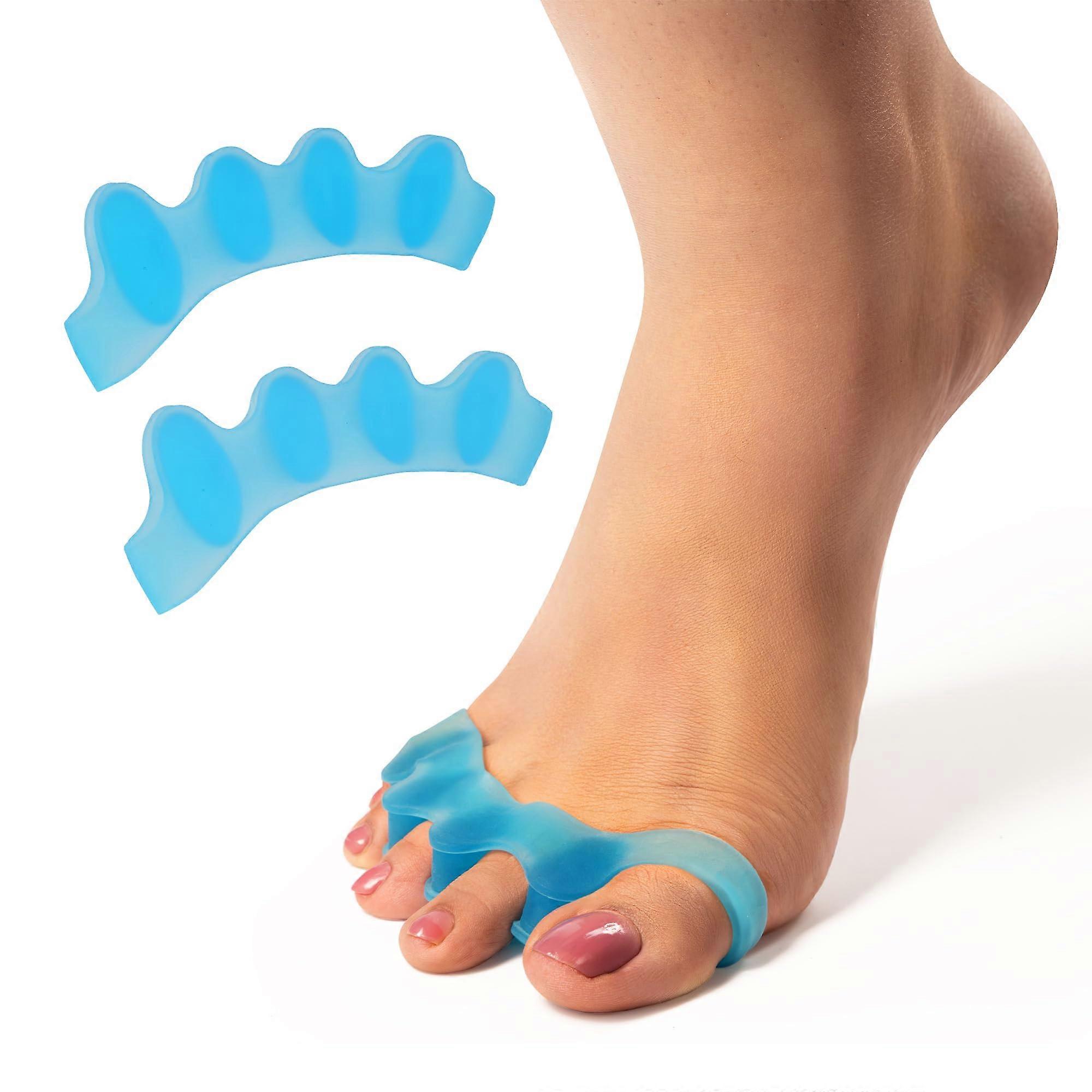 Toe Separator Bunion Corrector with Soft SEBS Gel Ergonomic Oval Shape for Foot Alignment Blue L