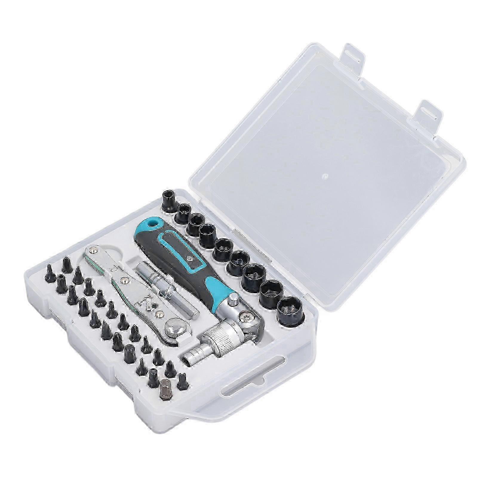 Strong Magnetic 34-Piece Multi-Function Ratchet Screwdriver Set with Bits & Sockets 26-27s