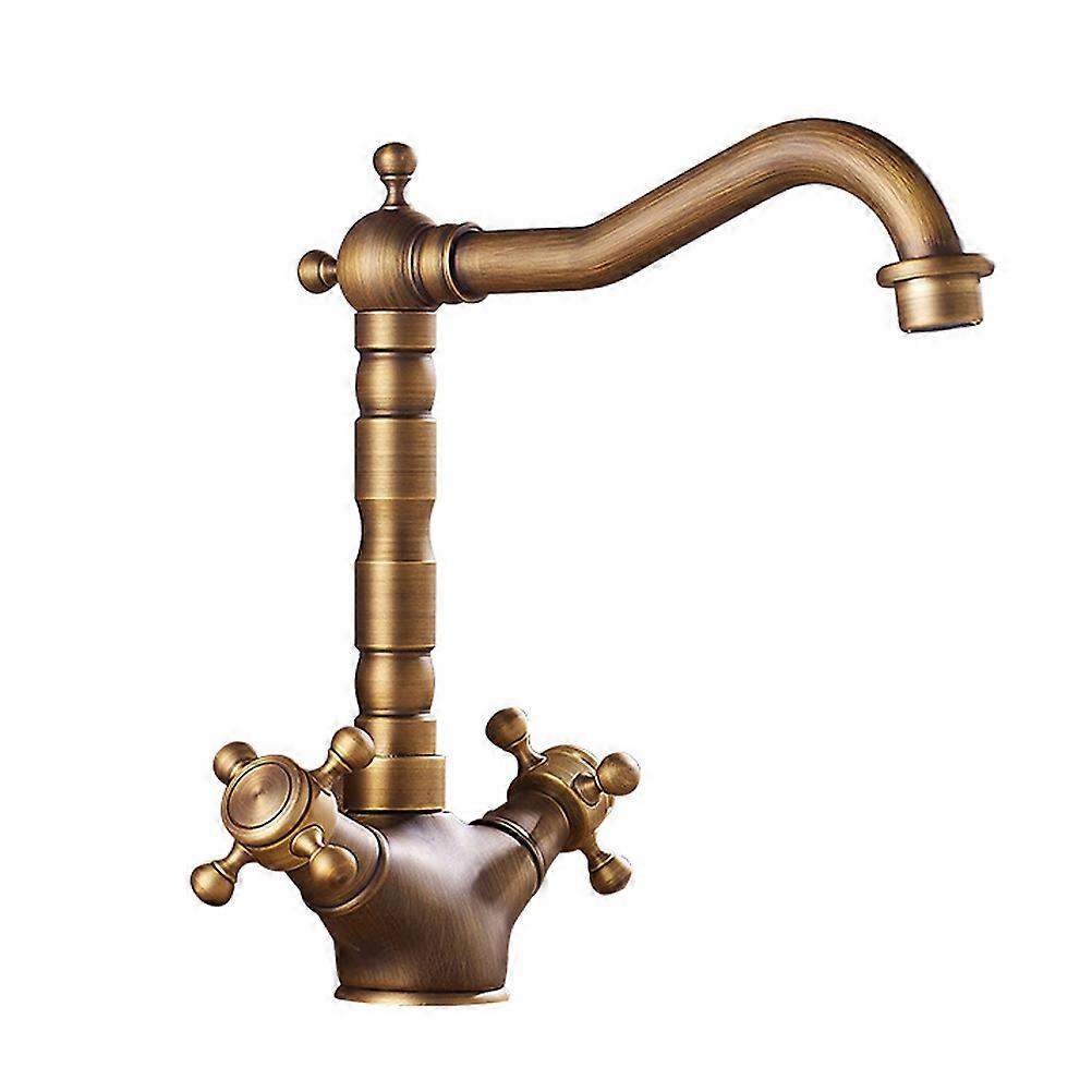 Dual-Control Water Tap Copper Sink Faucet Hot Cold Function Golden