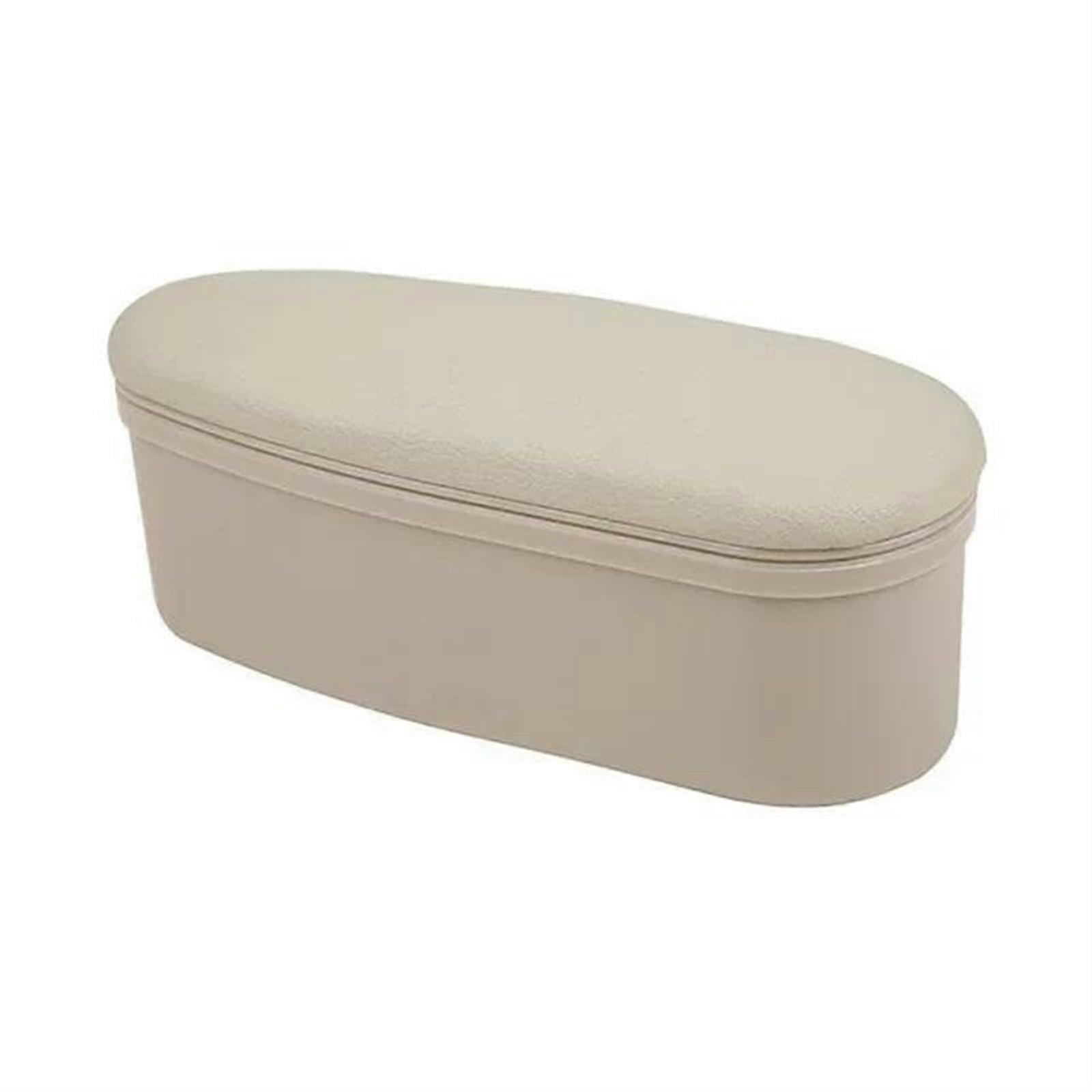 Adjustable Car Armrest Box with Ergonomic Elbow Support, Foldable Waterproof Beige Storage