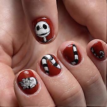 Halloween Press On Nails Red Square Full Cover Acrylic False Nails with Glue for Women 24Pcs