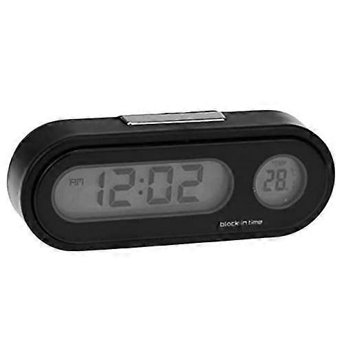 2in1 LED Car Digital Clock with Thermometer, Blue Night Vision, 12/24 Hour Dashboard Accessory