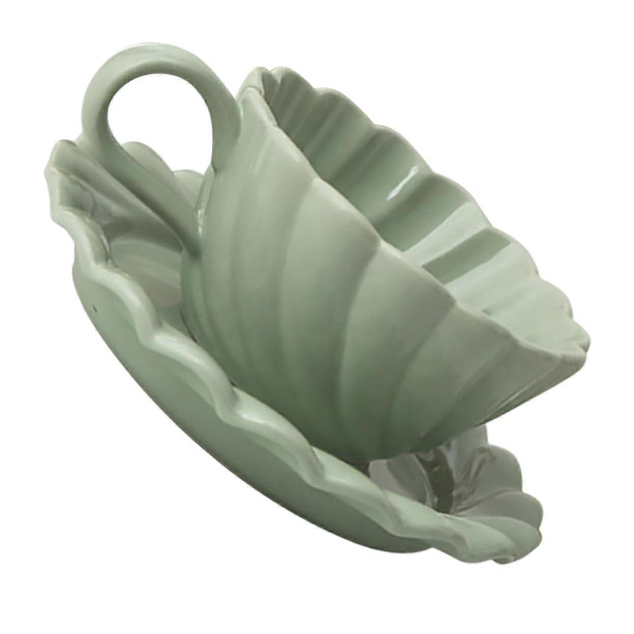 Ceramic Coffee Mug with Saucer Set, Refreshing Spring Green Tea Cup and Matching Latte Cup