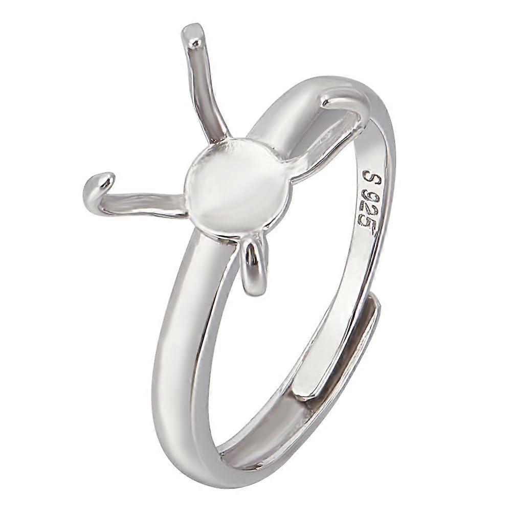 925 Sterling Silver Adjustable 4 Prong Ring Setting for Cabochon Jewelry Making 19.4mm
