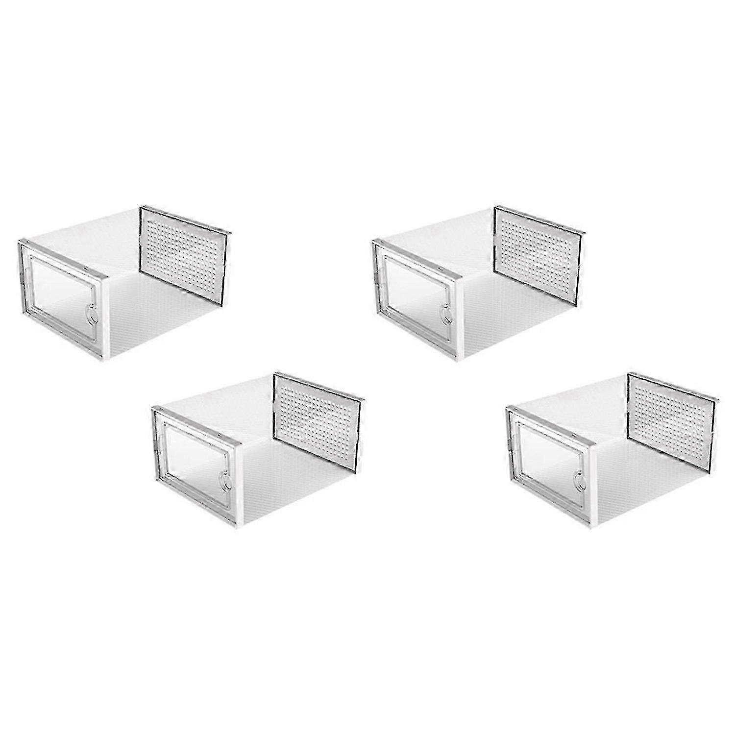 Shoe box storage box, transparent stackable shoe box, white