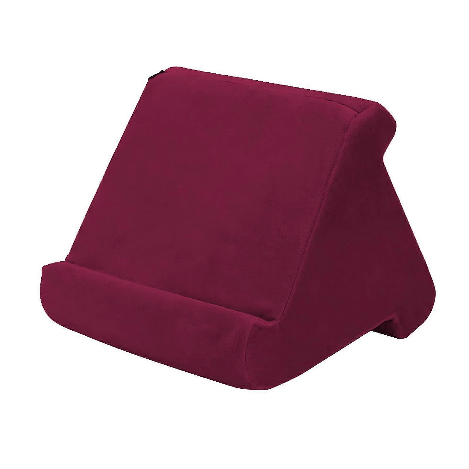 Tablet Pillow Stand MultiAngle Soft Triangular Cushion for Tablets eReaders Phones Books Wine Red