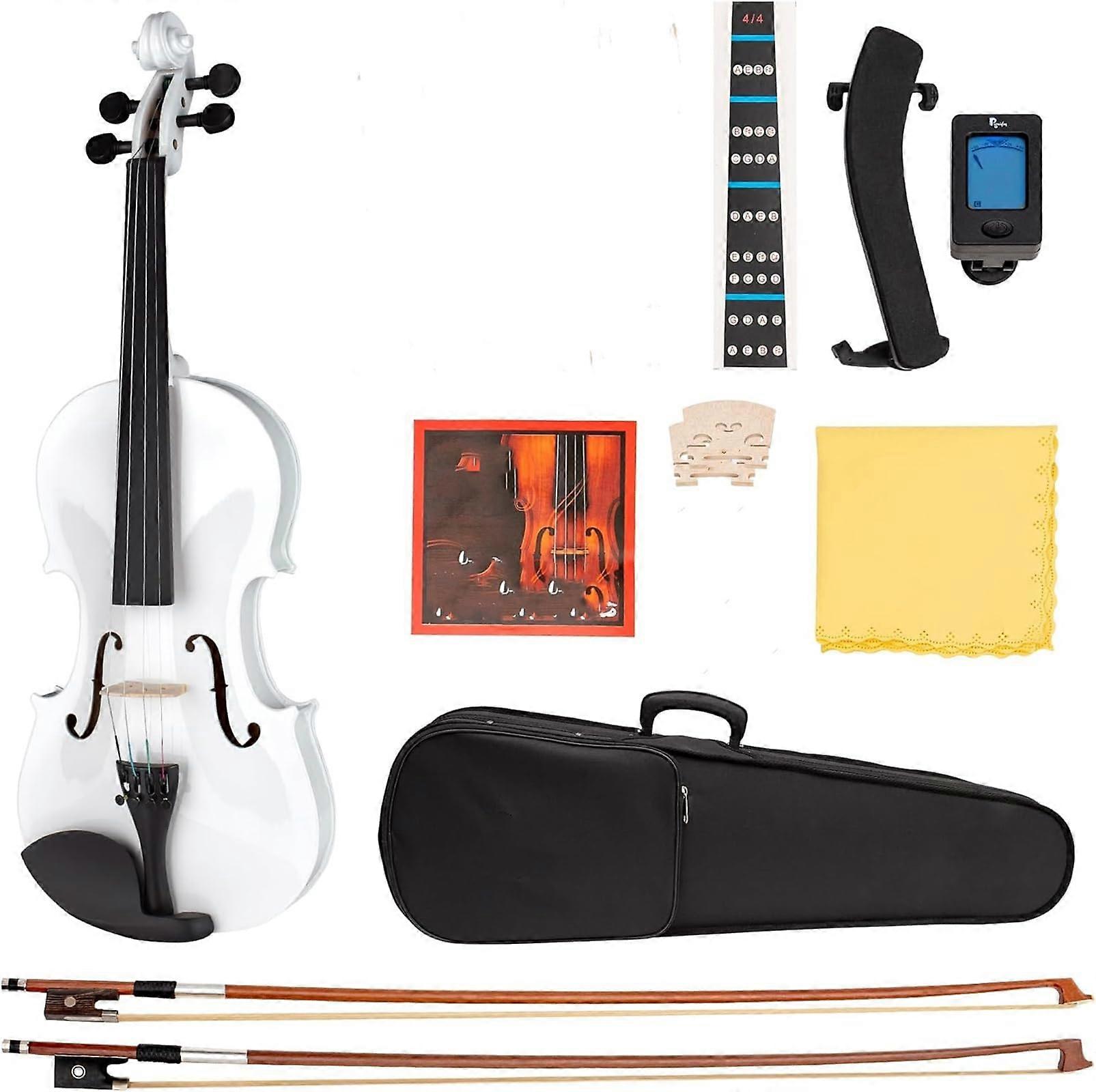 Full Size Solid Wood Violin Starter Kit with Fine Tuners, Hard Case, Extra Bow and Strings