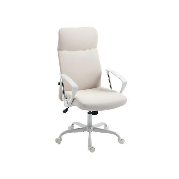 Fabric High Back Office Chair - Cream White
