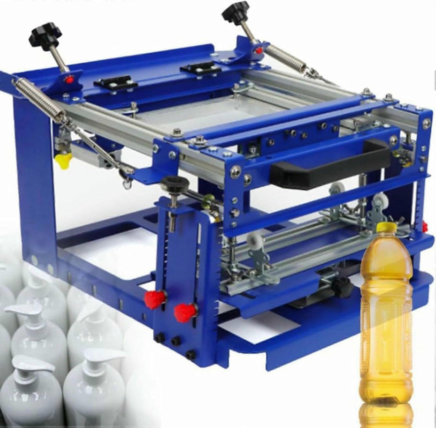 Manual Cylindrical Screen Printing Press for Bottles and Conical Products with Precise Height Adjustment