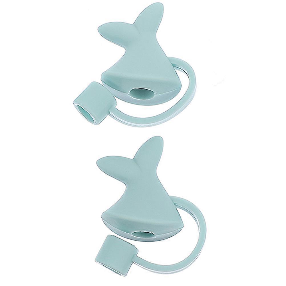 Straw Plug Dolphin Tail Shape Silicone Straw Tips Cover for 1Set Assorted Color