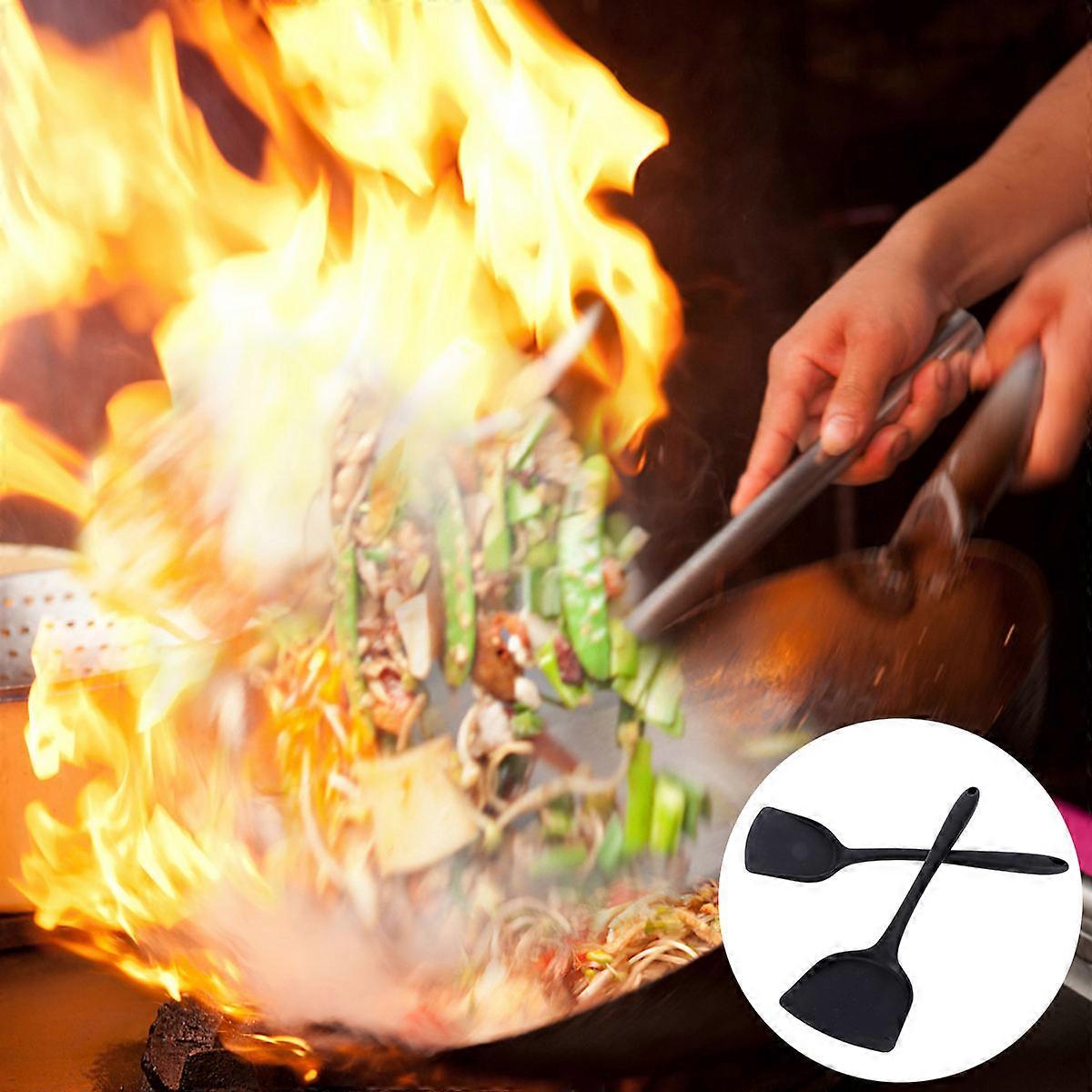 Silicone Spatula for Cooking Kitchen Use 2Pcs Black Set