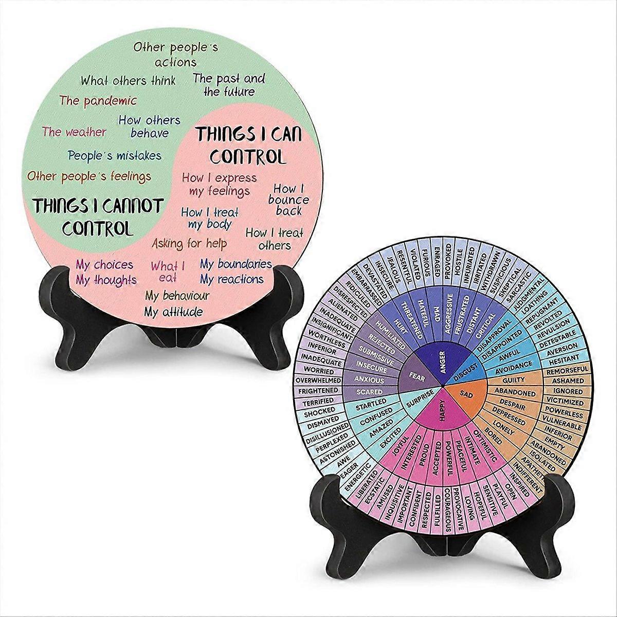 2 Pcs Things I Can Control Therapy Feelings Wheel Chart Calming