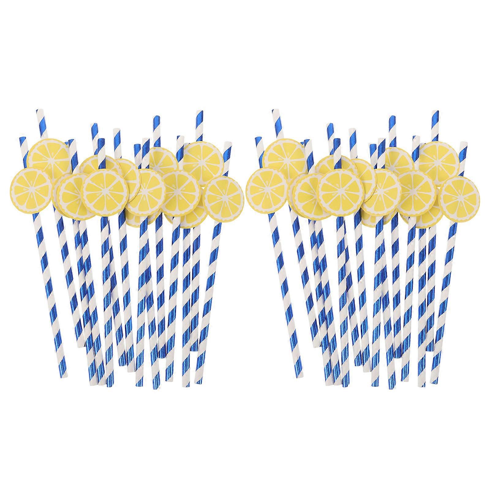 Lemon Paper for Party Decorations Striped Drinking 50Pcs
