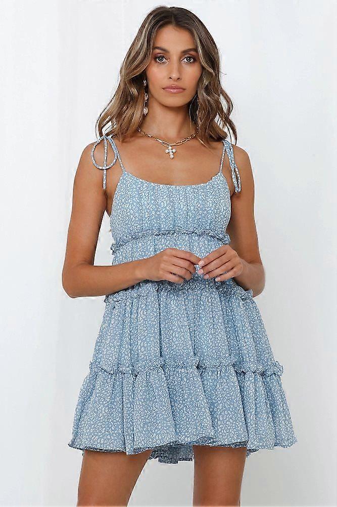 Summer Vacation-Style Printed Halter Dress