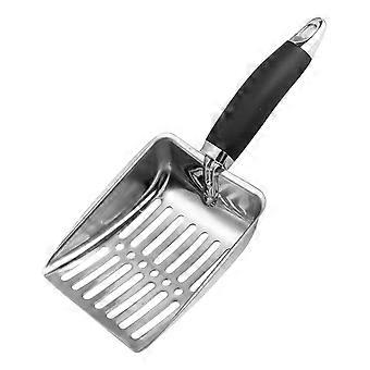 Heavy Duty Stainless Steel Cat Litter Scoop with Ergonomic Long Handle and Deep Mesh Design