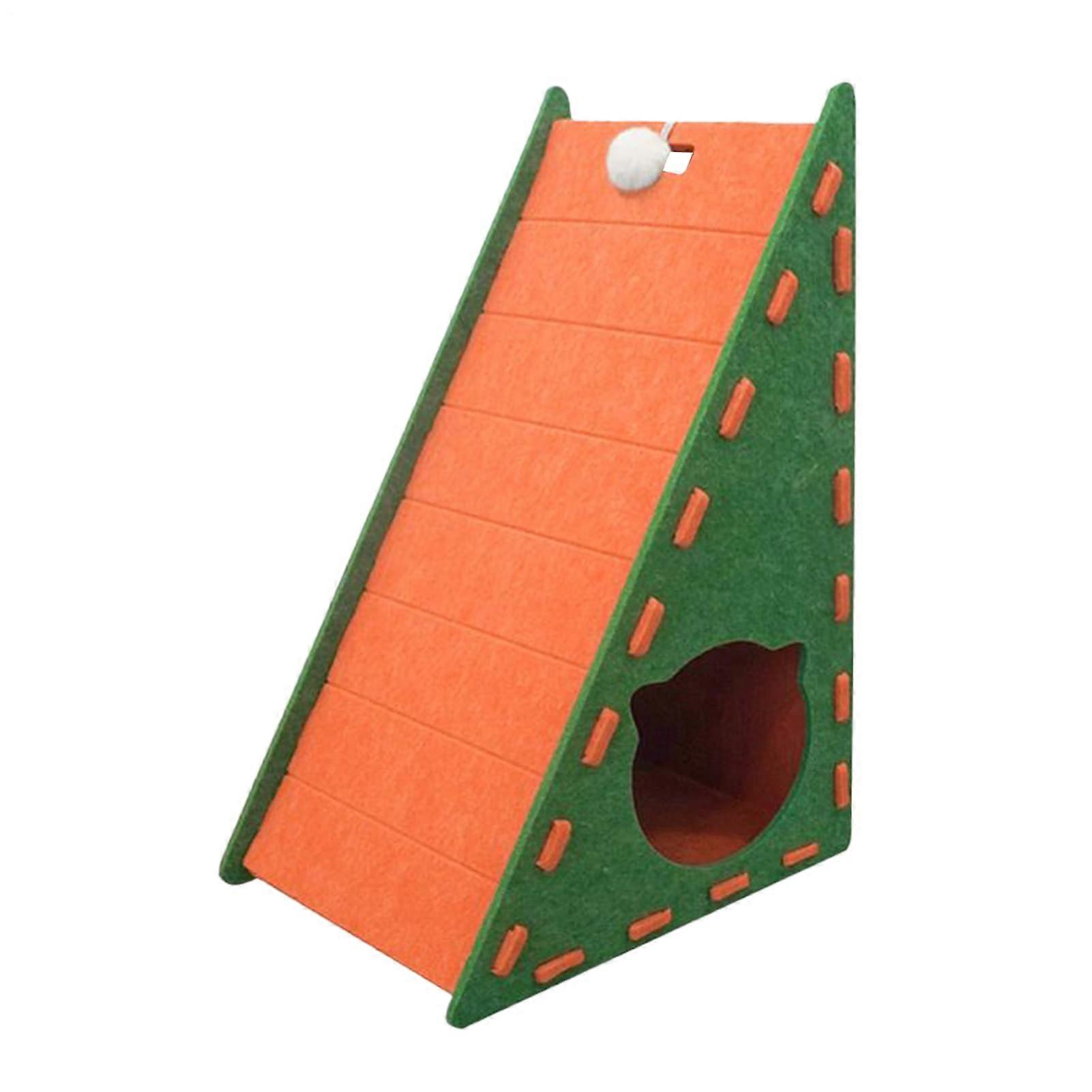 Vertical Cat Scratching Post with Adjustable Tilt, Triangular Felt Wall Scratcher for Cats, Green