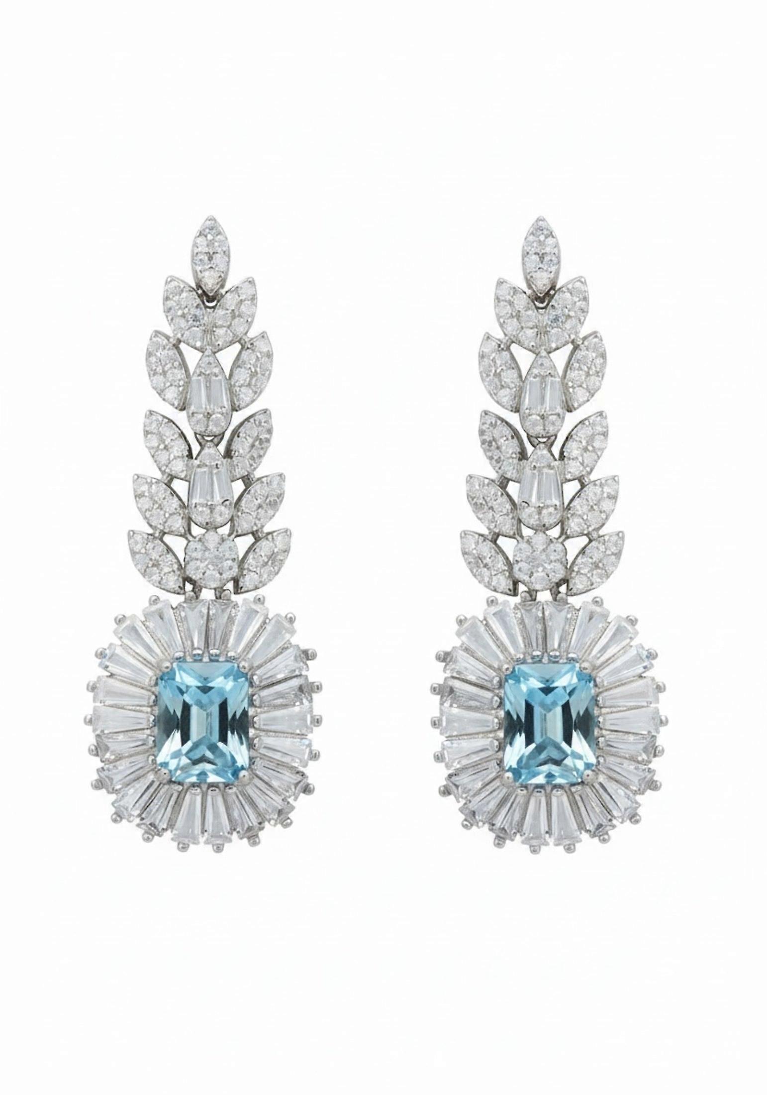 Countess Gemstone Drop Earrings Blue Topaz Silver