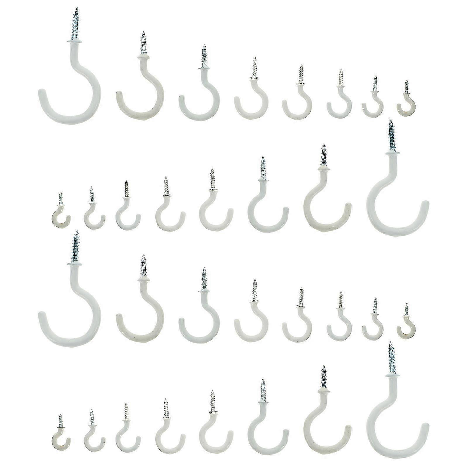 Ceiling Hooks Kitchen Cup Hook for Hanging 100Pcs White Screw in Hooks