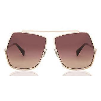 Max Mara MM0006 28F Vollrand-Sonnenbrille für Damen, glänzend roségolden, geometrisches Design, UV3 Original