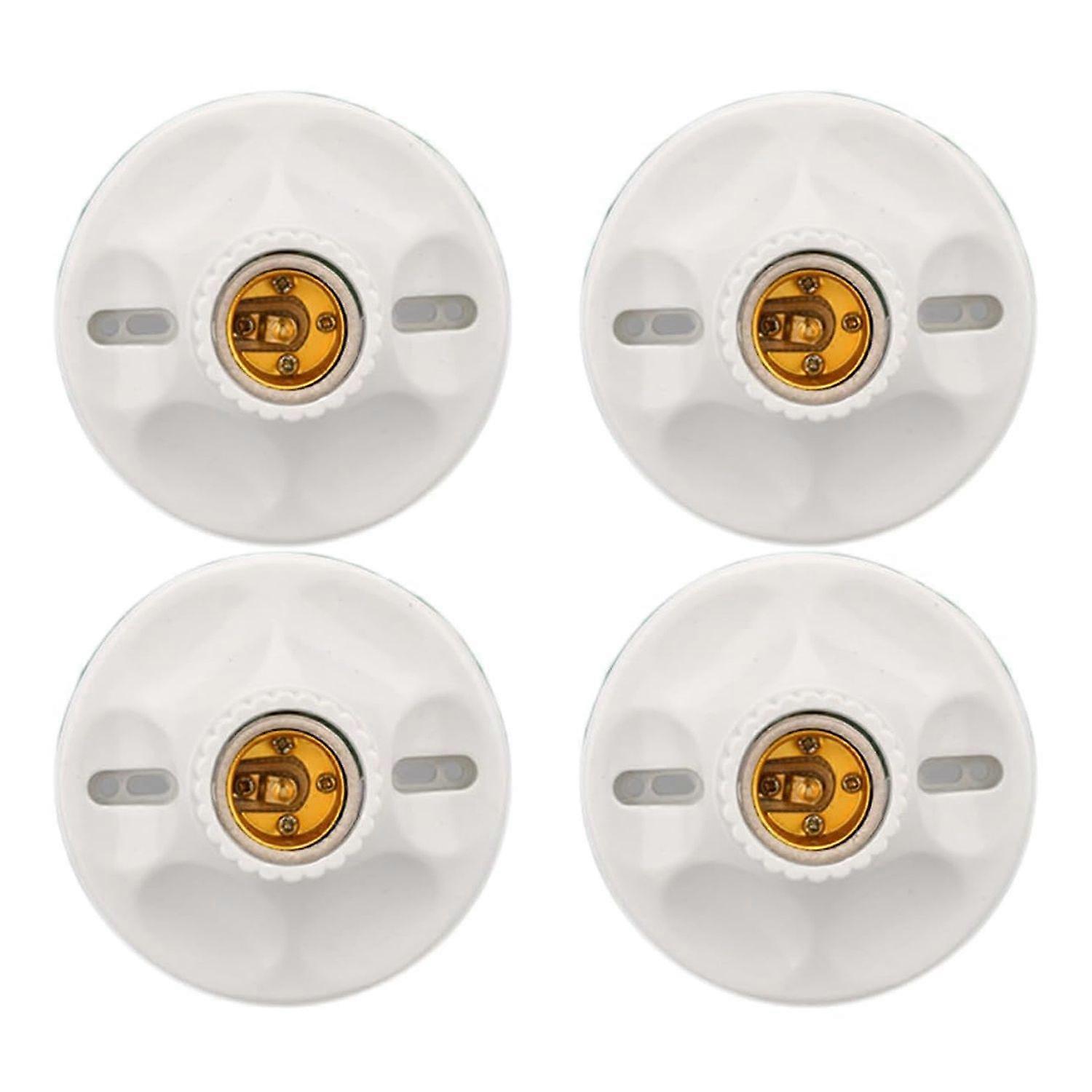 4pcs E27 Screw Circle Socket for Base, DIY Halogen LED Lamp, White Ceiling Socket, 11.5*11.5cm, Plastic Material