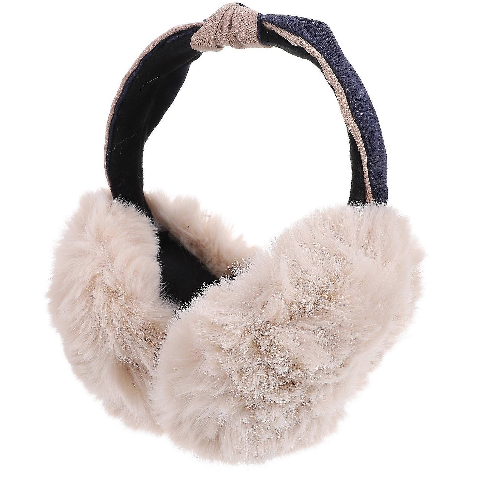 Beige Plush Ear Muff for Ear Warming Reusable Winter Earmuff