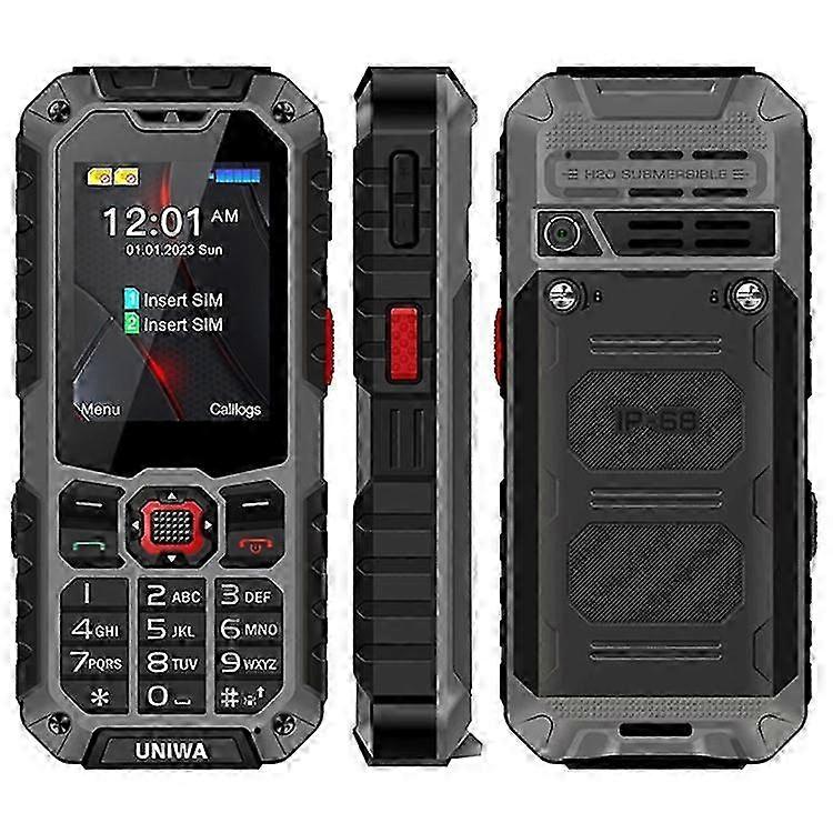 Smartphone robusto UNIWA S9 de 2,4 polegadas, à prova d'água IP68, com lanterna e conectividade 4G.