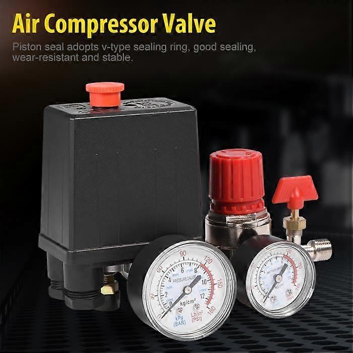 MILLIONTEK Small Air Compressor Pressure Switch Control Valve Regulator with Gauges