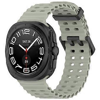 For Samsung Galaxy Watch Ultra 47mm Silicone Design Dual Buckle Replacement Arm Band Sage Green