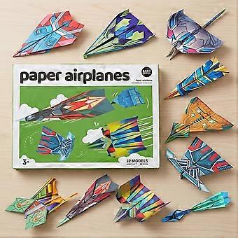 Paper Airplane Kit: 12 Unique 3D Models, 36 Pre-Cut Pieces, Foldable Craft Set for Adults and Kids, No Glue Needed, Travel Activity Party Favor