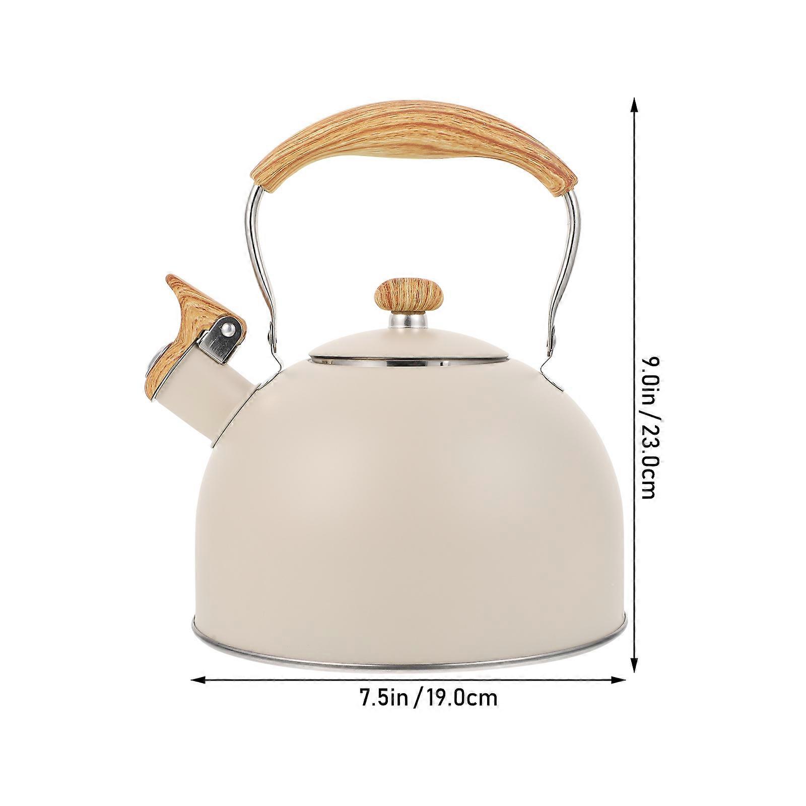 1Pc 2.5L Flat Bottom Kitchenware Whistling Kettle Sounding Kettle (Beige)