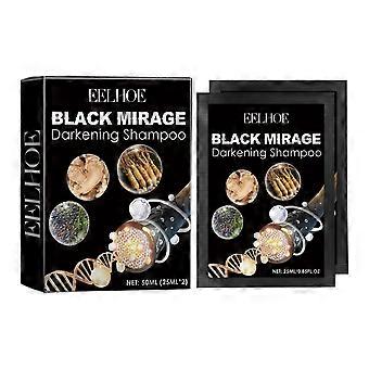 Black Mirage Darkening Shampoo, Ginseng Polygonum Multiflorum Essence Deep Moisturized Scalp Repair Root Black Hair Care