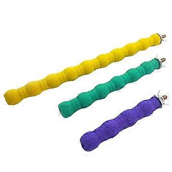 3 stk. fuglebur siddepinde stativ farverigt stativstativ legetøjskløer slibende gren holdbar stativstang til kæledyrsfugle papegøje (tilfældig farve 16 cm, 25 cm og 10 cm)