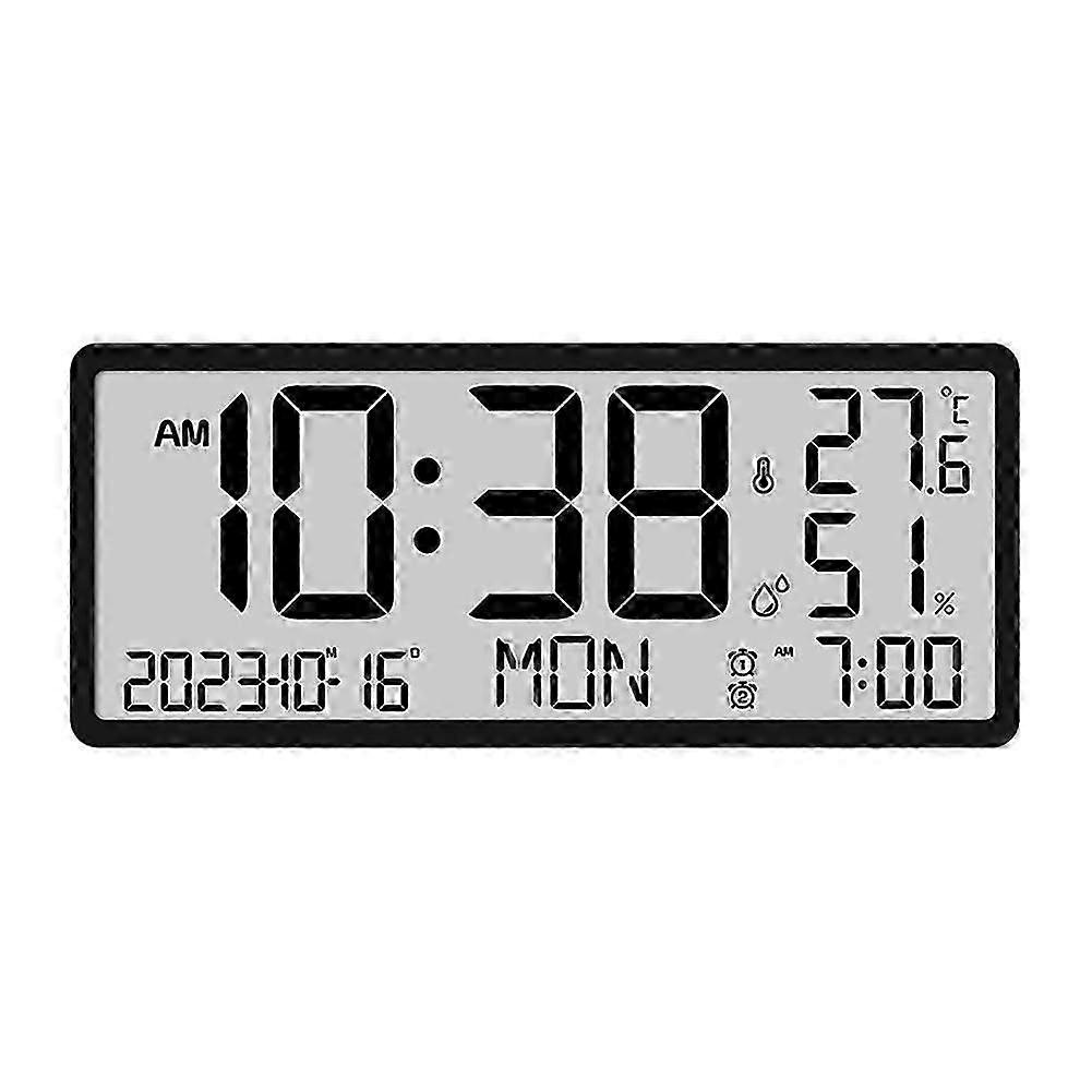 LCD Digital Alarm Clock with Temperature Sensor Desktop & Wall Mountable Manual & Automatic Display Adjustability-A