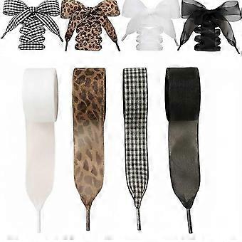 4 Pieces Wide Ribbon Shoestring Stylish Design Wide Satin Shoe Lace Colorful