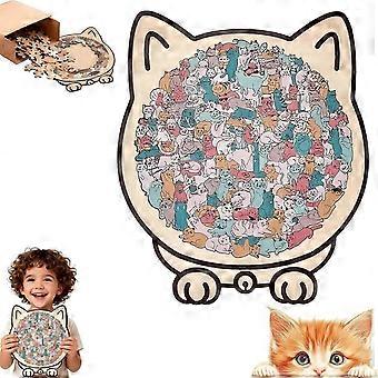 135-Piece Cat Shaped Wooden Jigsaw Puzzle, Cat Outline Design Puzzles for Home Decor & Cat Lovers Gift