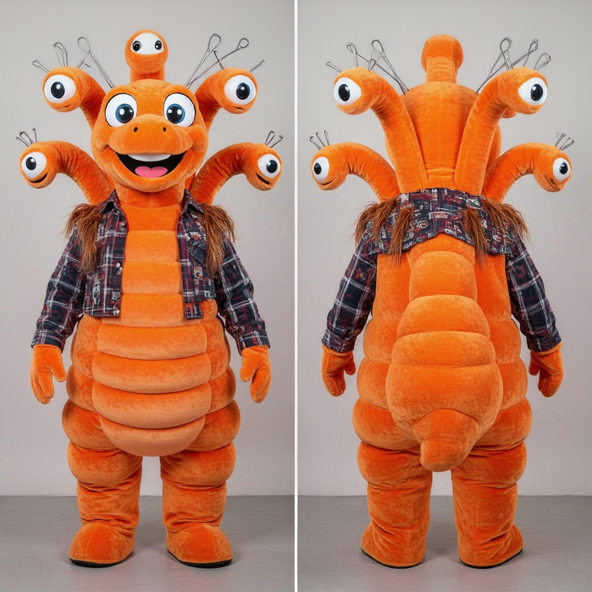 MASTICOT Velvety Orange Multi Headed Hydra Mascot