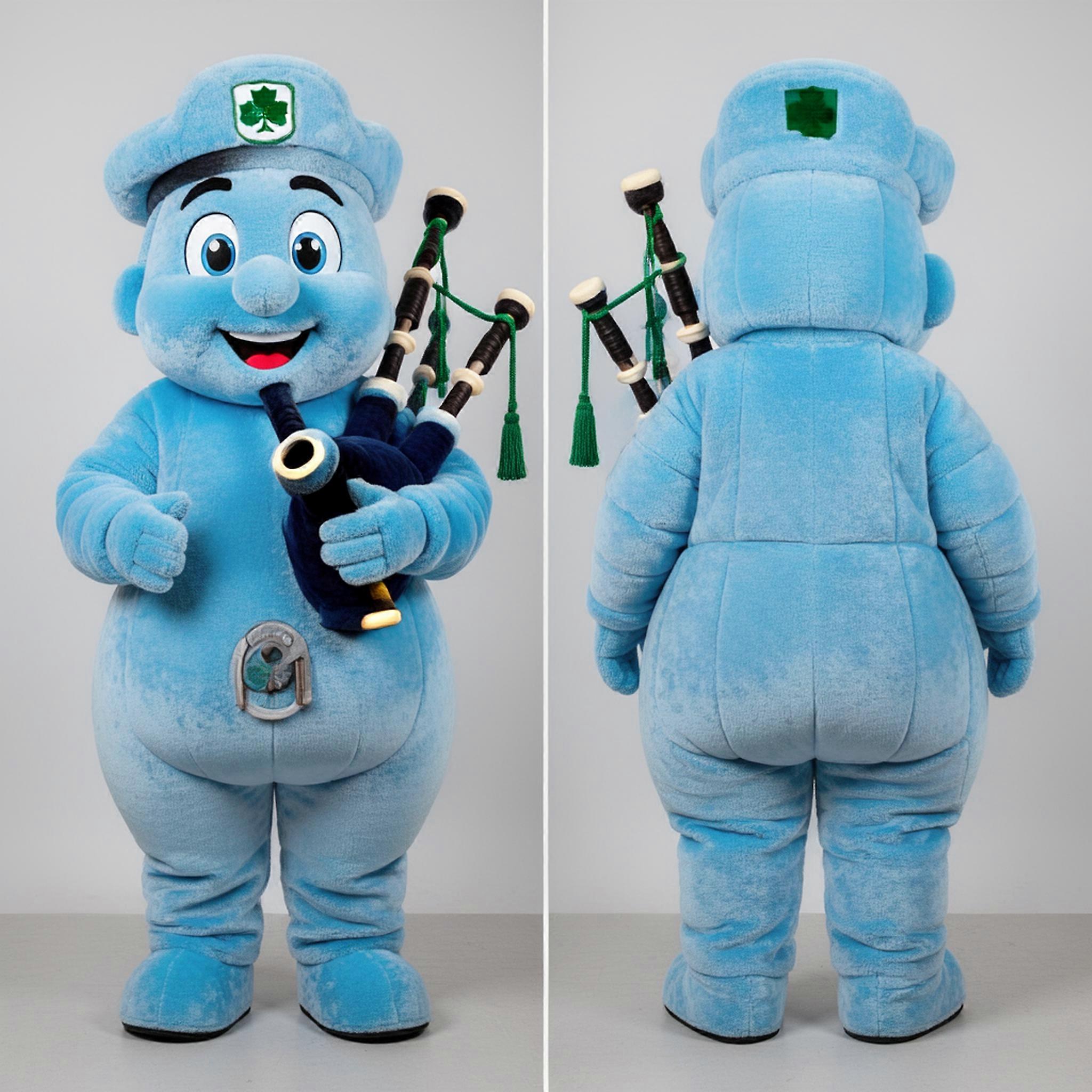 MASTICOT Sky Blue Velvety Bagpipe Mascot